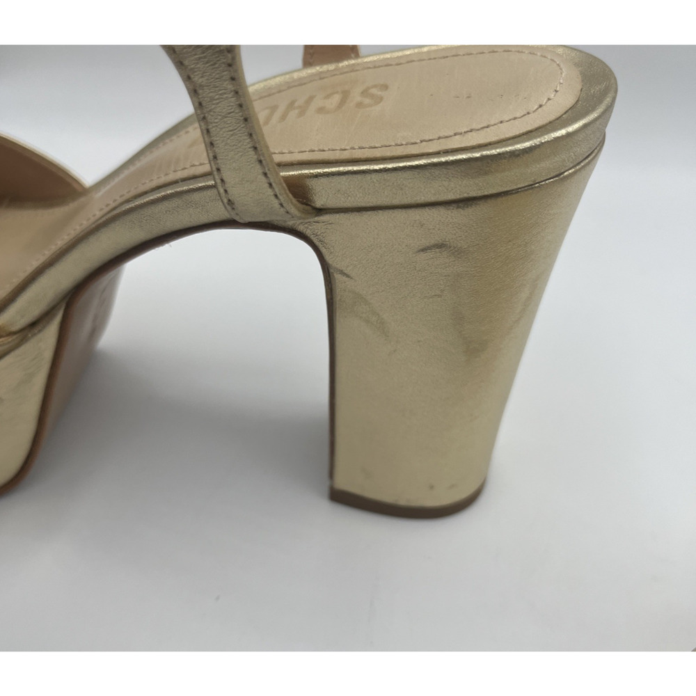 Schutz Women Platform Heel 6.5B Gold Leather Sole Ankle Strap Cocktail Shoes NIB - Picture 15 of 16